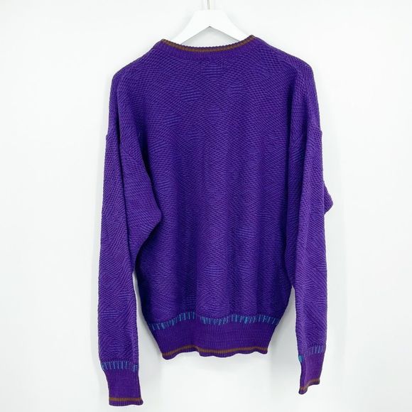 Vintage 90’s Grandpa Purple Retro Sweater SZ M - Picture 3 of 6